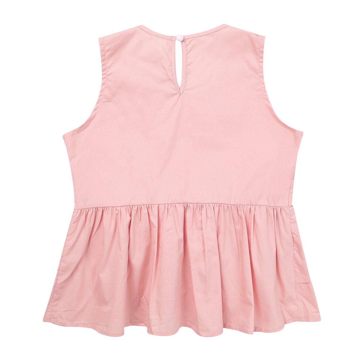 Kids Girls Shirt Casual Cotton Solid Color Sleeveless Tops Teenage School Girls Ruffle Blouse Summer Shirts Children Clothing
