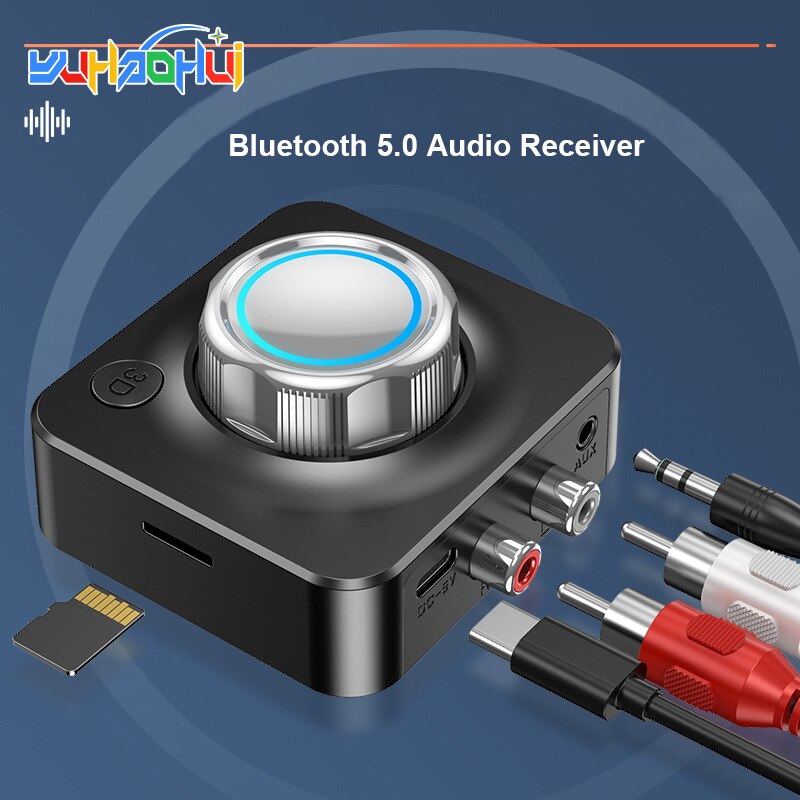 3.5Mm Bluetooth Adapter Rca Stereo Receiver Support Tf Card Playback With 3D Subwoofer Mode Suitable For Car Or Audio Equipment