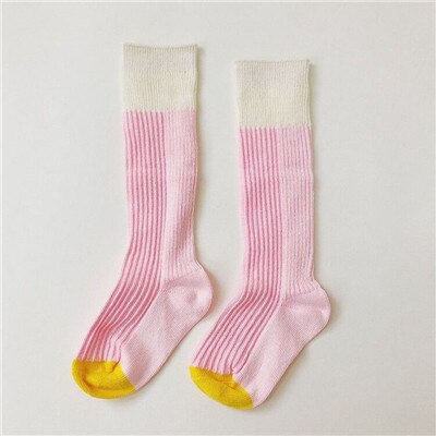 Kids Summer Tube Socks European American Style Socks Children Boys Girls Striped Tube Socks: Pink / 6-8Y
