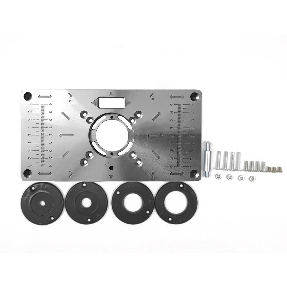 Carpinte Router Table Insert Plate Woodworking Benches Table Saw For Multifunctional Wood Plate Machine Engraving 4 Rings Tool: BLACK