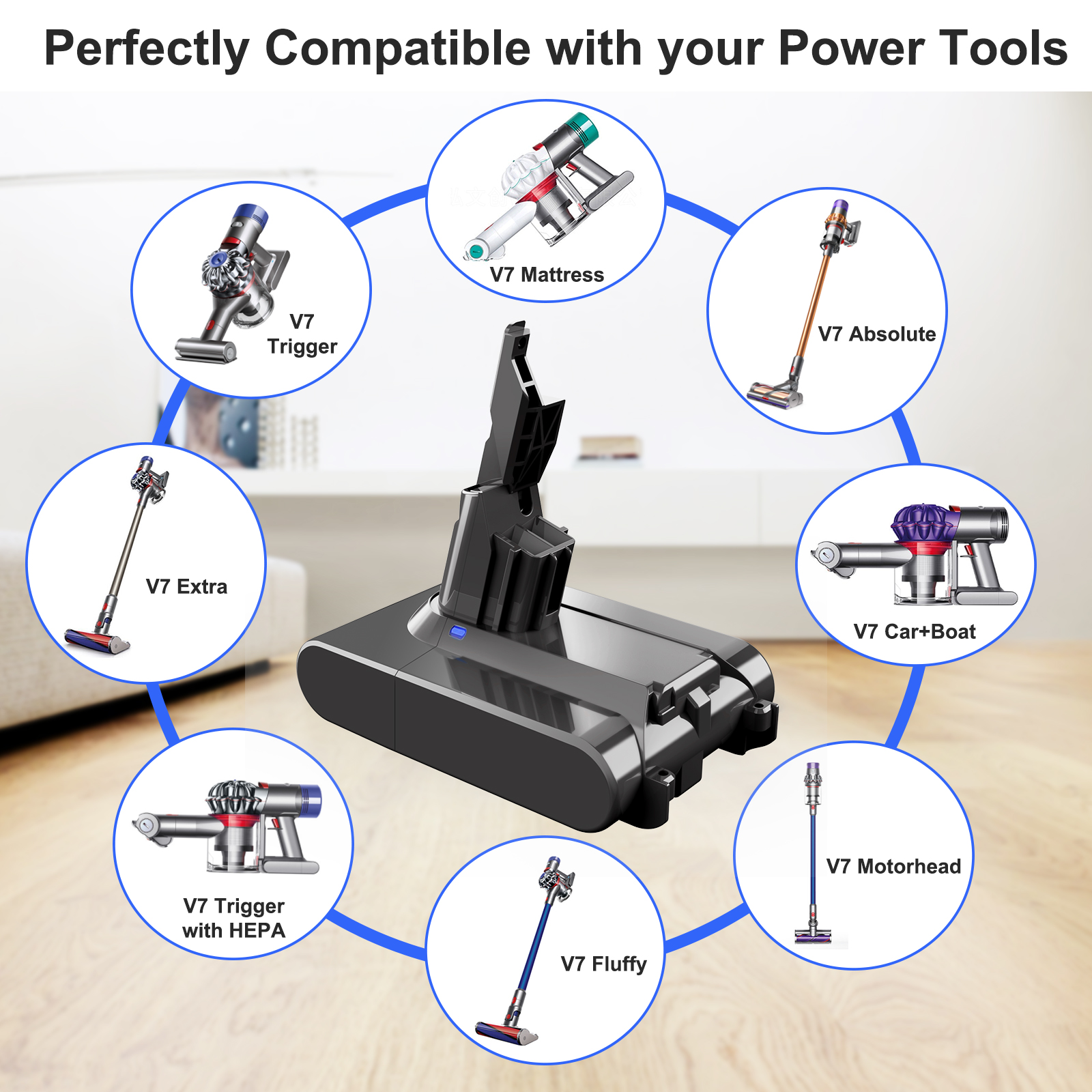 Battool – batterie Rechargeable au lithium pour Dyson V7, 21.6V, 6000mAh/4000mAh, duveteux, Animal V7 Pro, 225403, 229687