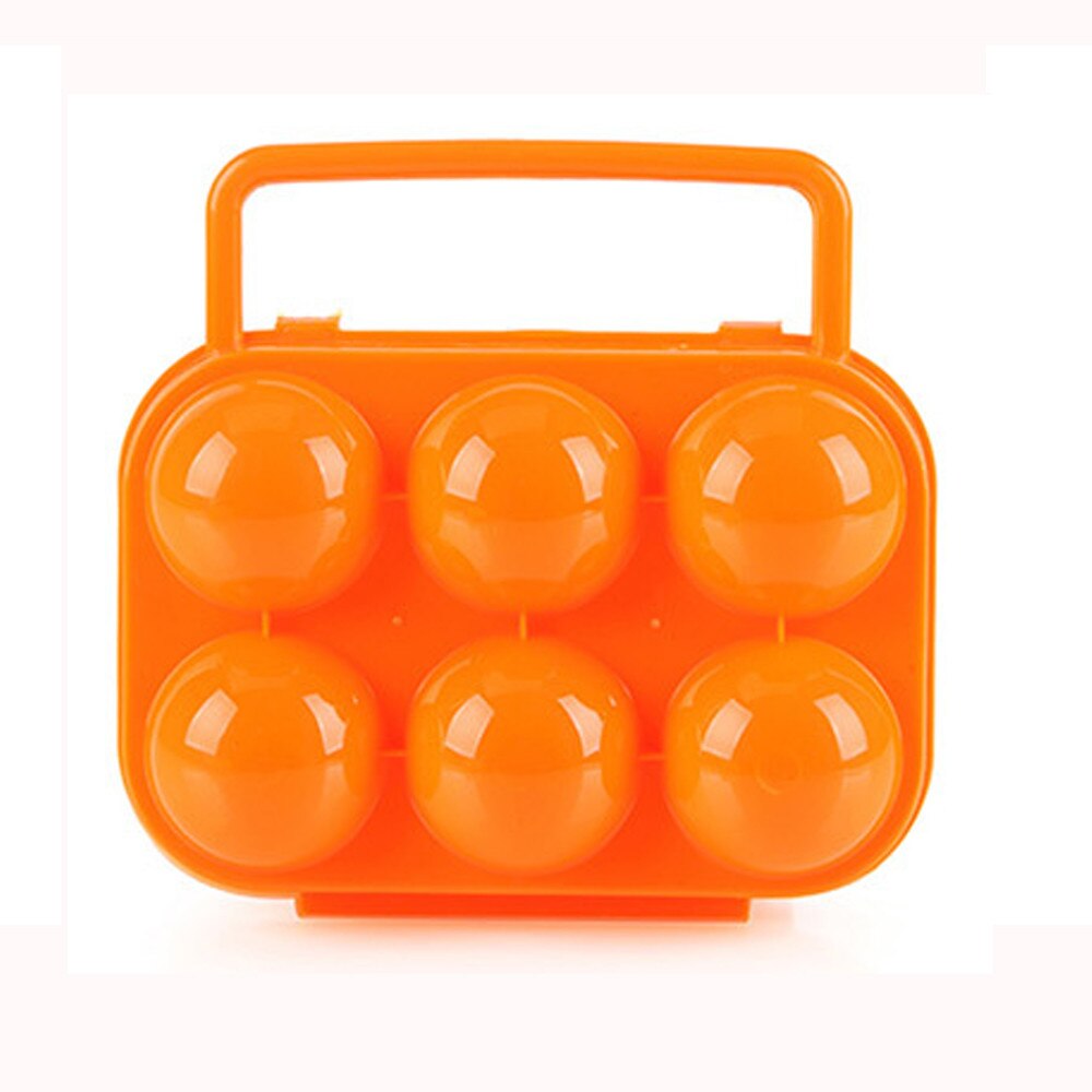 Plastic Effen Kleur Draagbare 6 Eieren Plastic Container Houder Vouwen Ei Opbergdoos Handvat Case keuken Sorage Doos Plastic: Orange