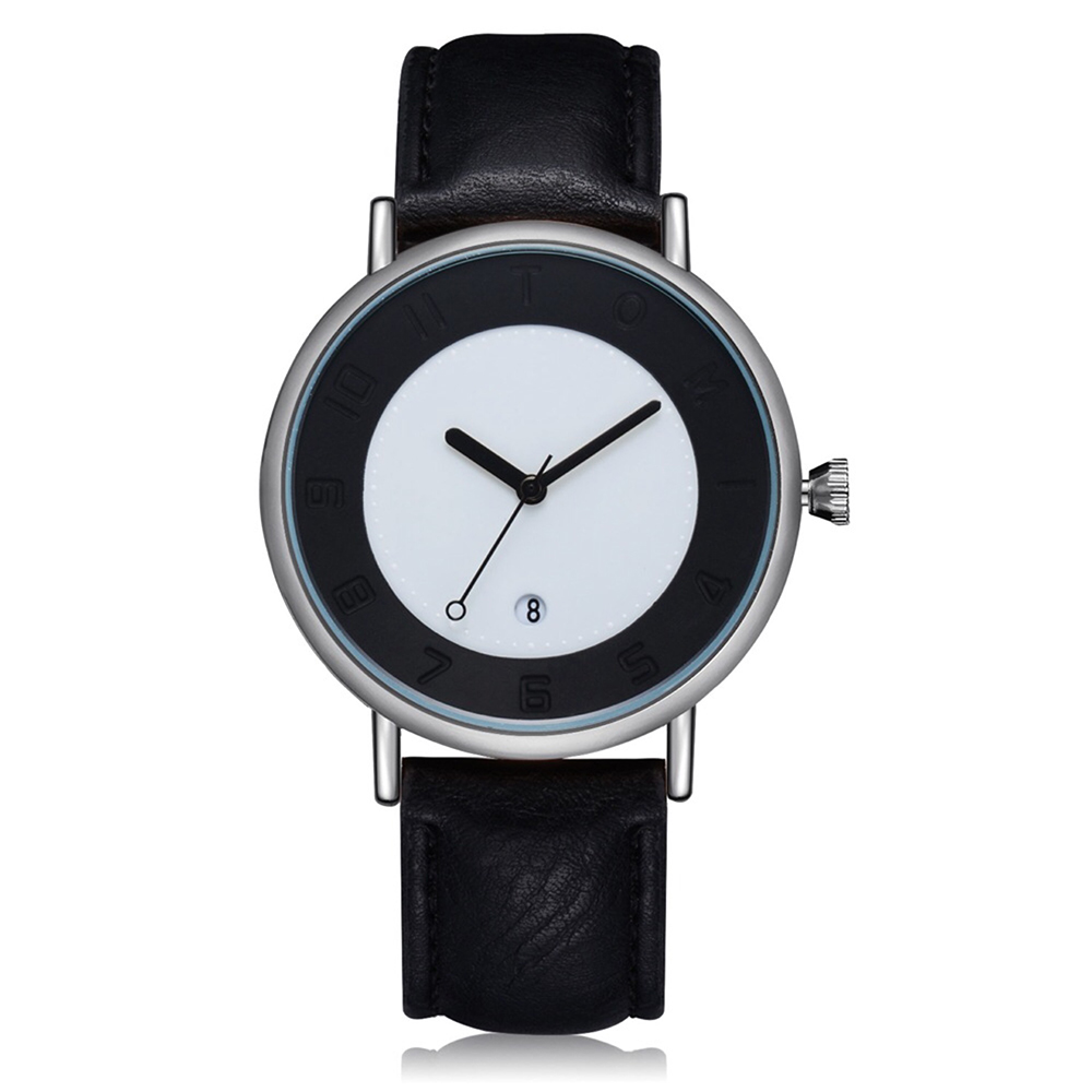 TOMI Relógio de moda minimalista masculino Relógio masculino e feminino Versátil calendário redondo mostrador grande relógio de quartzo relógio premium: Prateado