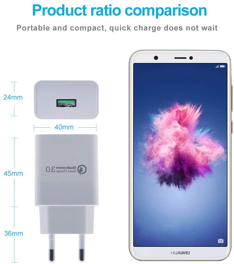 Chargeur rapide QC 3.0 18W 3A adaptateur chargeur sans fil pour IPhone 11 Pro XS Max XR X Samsung S9 S10 S20 Plus prise de Charge Usb rapide