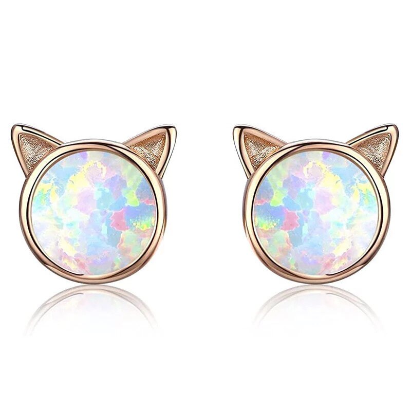 Einhorn Stud Ohrringe 925 Silber Multi-Farbe Strass Kleine Herz Katze Regenbogen Ohrring Für Frauen Hochzeit Modeschmuck: HE019