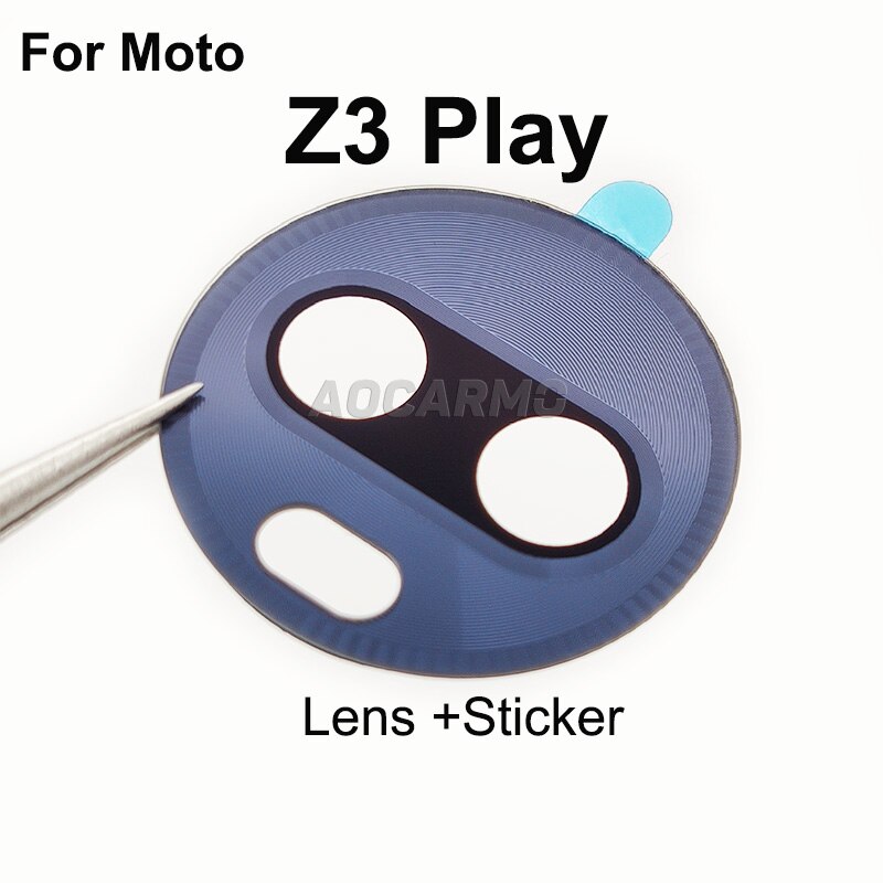 Aocarmo Voor Motorola Moto Z3 Play / Z4 Achter Back Camera Lens Glas Met Sticker Vervanging Deel