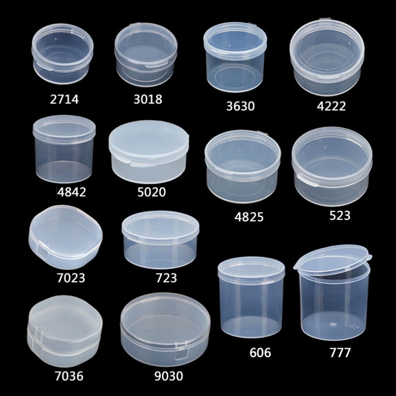 14 sizes Round Small Plastic Box Transparent Box Clear Storage Jars Mini Parts Jewelry Display Box Container Sample Organizer