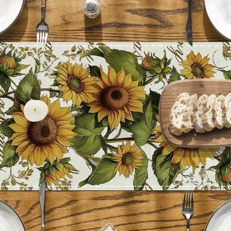 Fall Sunflower Table Runner 13x72 Inch Seasonal Autumn Farmhouse Table Runners for Dinning Kitchen Party Table Decoration