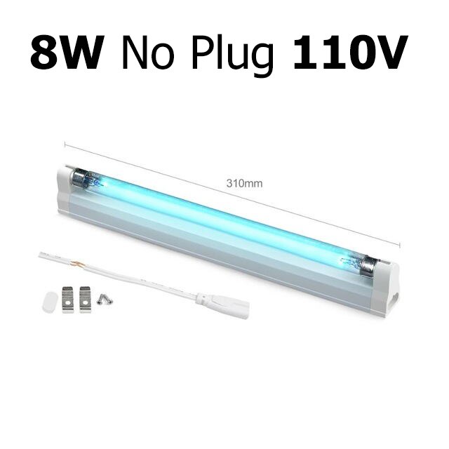 T5 UC Tube Quartz Lamp UVC Sterilizer Lamp AC 220V 110V Ozone Germicidal Light Bactericidal Ultraviolet Lamp Disinfection Deodor: 8W-110V