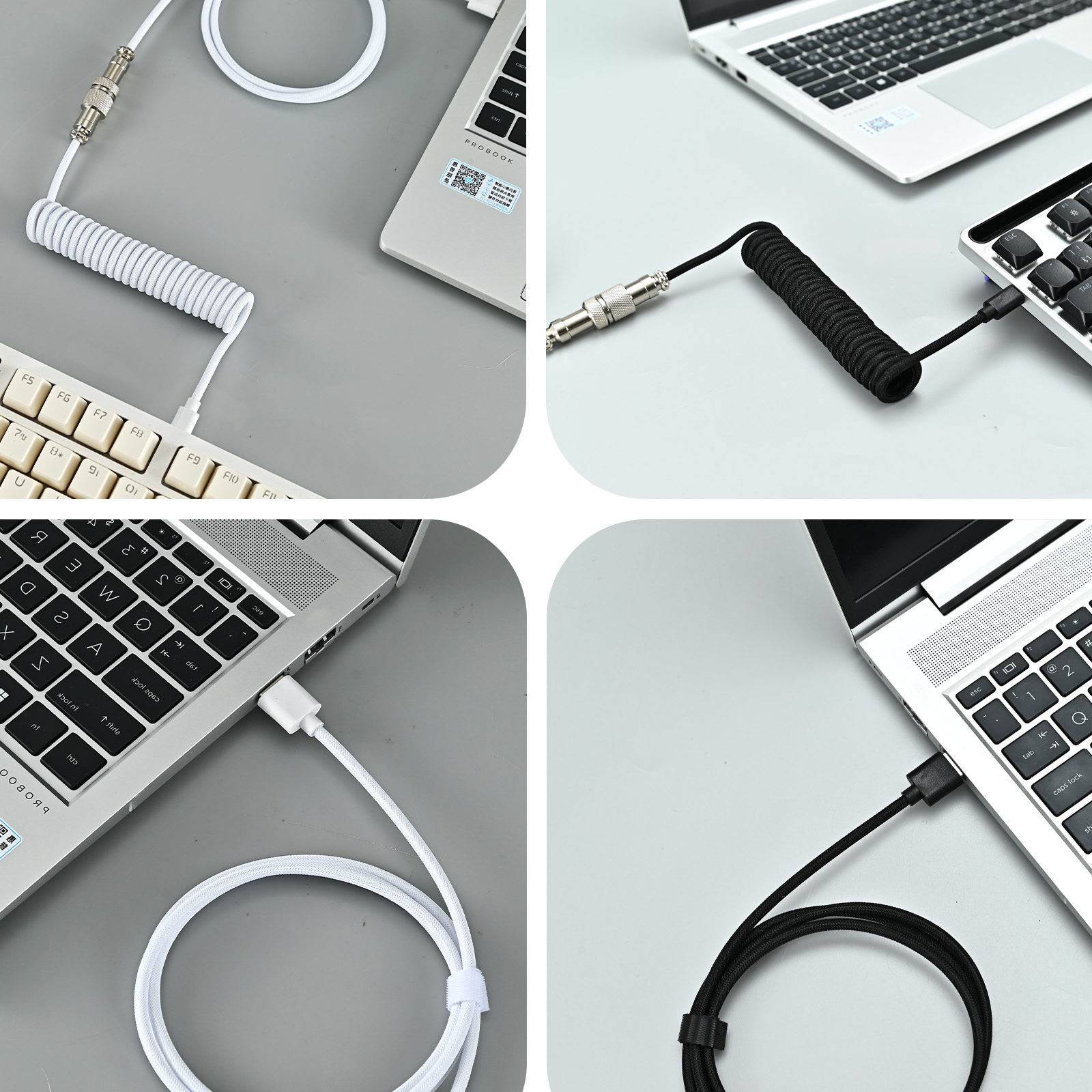 Cabo enrolado para teclado mecânico usb tipo c, cabo enrolado para teclado mecânico usb, aviador, computador de mesa, cabo conector de aviação