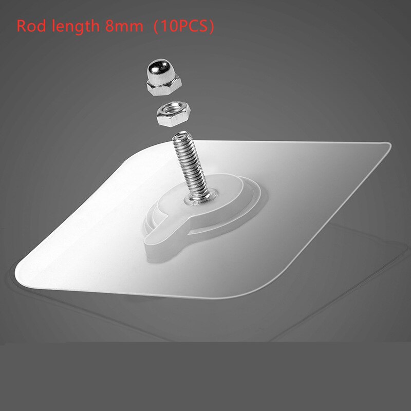 10pcs Strong Adhesive Seamless Sticky Wall Hook Nail Punch Mounting Rack Pendant Paste Screw Rod No Trace Wall Hook Nail: Type A 10Pcs 8mm