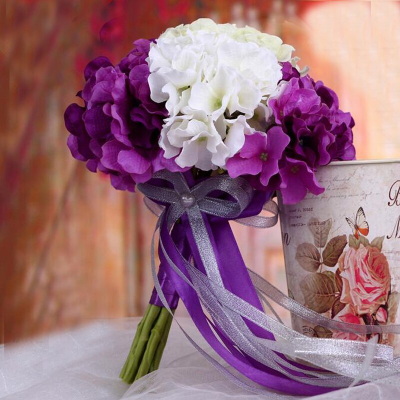 Buque De Noiva Romantic Holding Flowers Laurustinu with Ribbon Bridal Bouquet for Bridesmaids Flower Girl