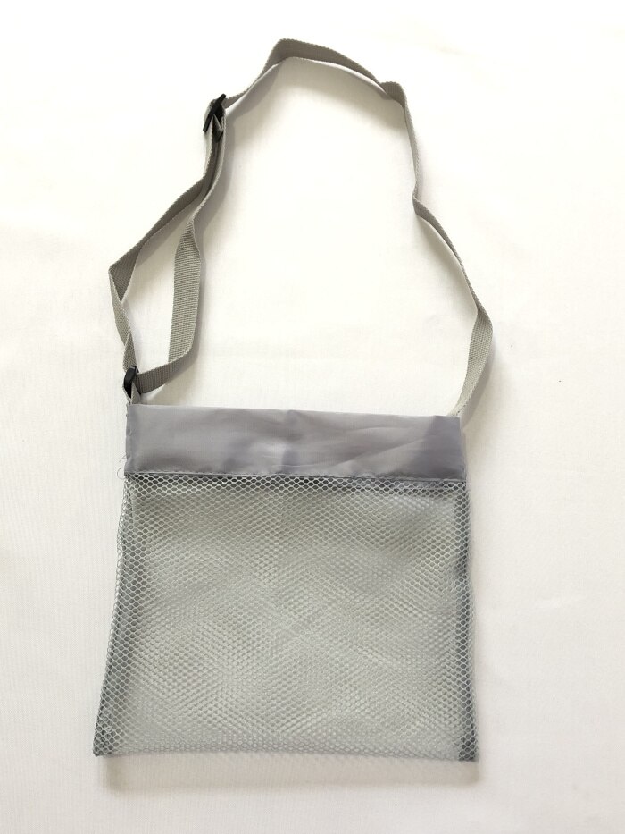 2 stykker / parti -24 x 25 cm børnelegetøj skal samle gitter strandtaske - mesh rygsæk hold dig væk fra sand legetøjs opbevaringspose: Grå