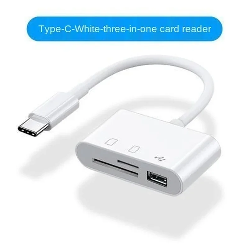 Micro Three-in-one Card Reader Android To TF/ SD/USB Interface To Connect To Camera U Disk SD TF Card USB 2.0: WHITE