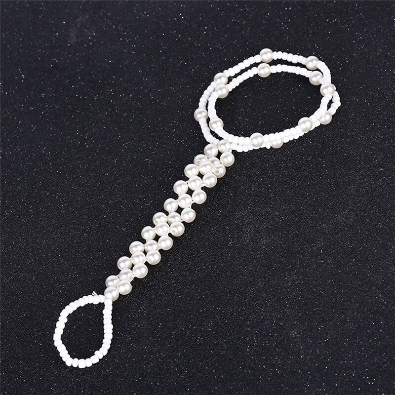 1Pc Bohemian Gesimuleerde Parel Kralen Ketting Enkelbanden Voor Vrouwen Strand Barefoot Sandalen Crystal Teenringen Enkelband Foot Sieraden