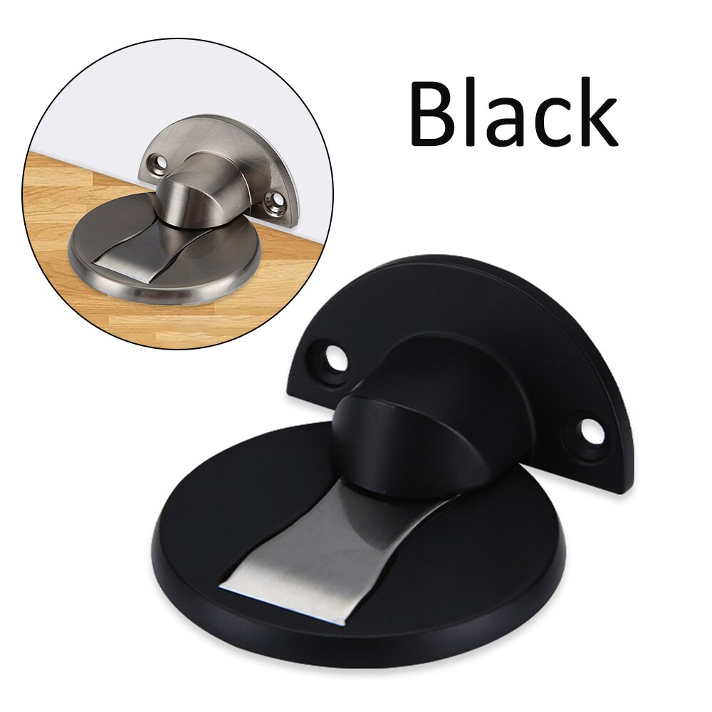 Porta magnética moderna rolha de aço inoxidável ímã escondido porta pára suportes pegar móveis ferragem piso sem prego doorstop: Black-1pc