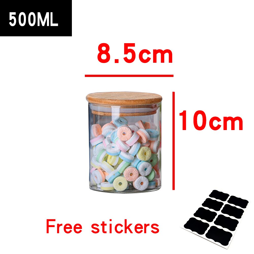 Glass Containers Food Glass Jars and Lids Glass Jar with Lid Kitchen Storage Box Organization Containers Bottle Spice Boats: 500ML-M