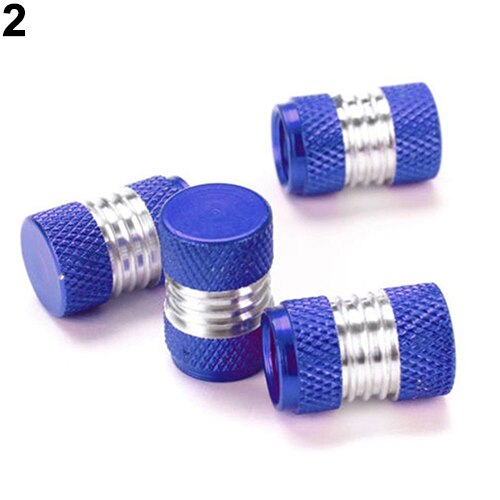 6 Kleur 4 Stuks Aluminium Auto Truck Ronde Wiel Tire Kraandopverbindingen Dust Cover Zwart/Rood/geel/Groen/Blauw/Paars: Blauw