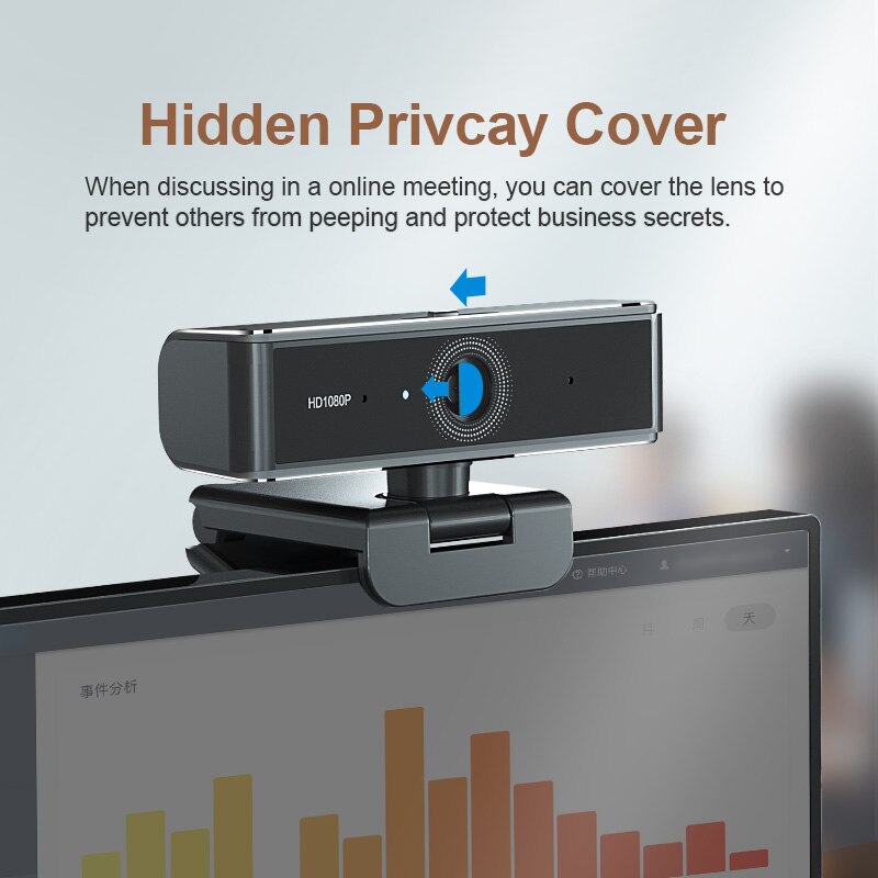 Webcam FHD 1080P con microfono No fisheye grandangolare per Computer portatile Desktop Web Camera USB Plug and Play Skype compatibile
