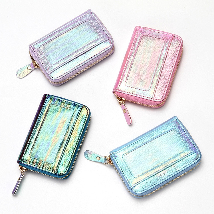 Novelty Rainbow Rfid Protection Mini Wallet Women For Credit Cards Business Card Holders Brand Ladies Card Case