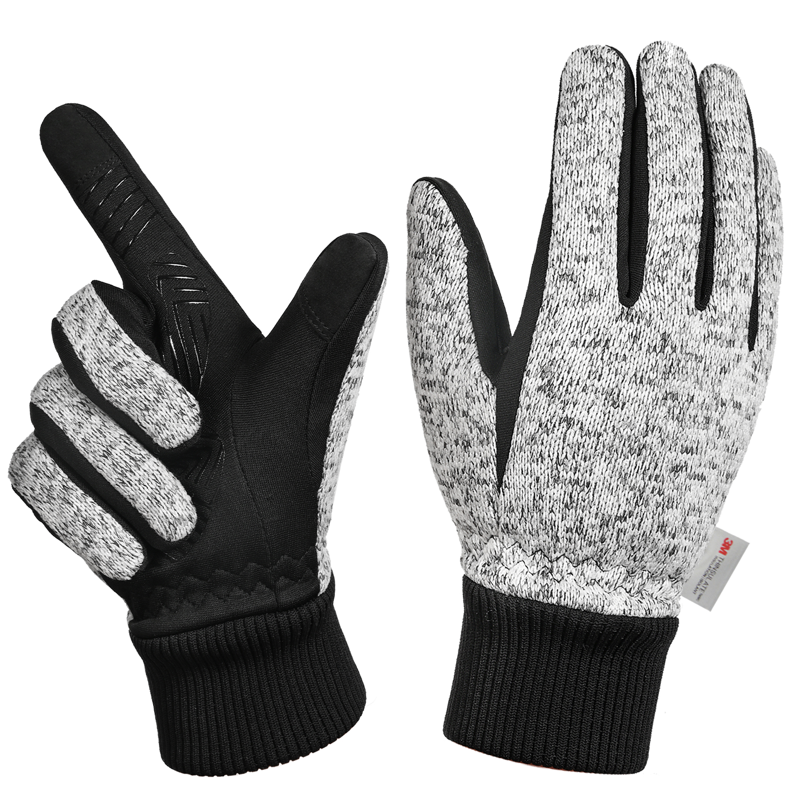 MOREOK Winter -20 ° F 3M warme handschoenen Fietsen Buitensporten Hardlopen Motor Ski Touchscreen Antislip slijtvaste handschoenen: Grey / L