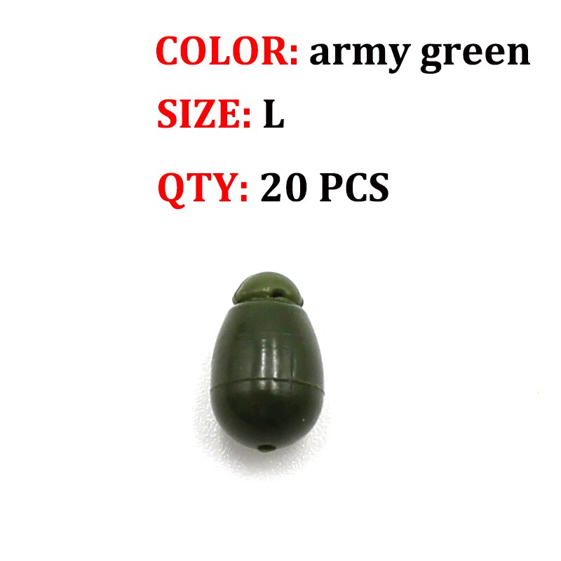 20 Stuks Karpervissen Quick Change Kralen Voor Karpervissen Rigs Methode Feeder Karper Accessoires Vissen Haak Kralen Karper Apparatuur: army green-Size L