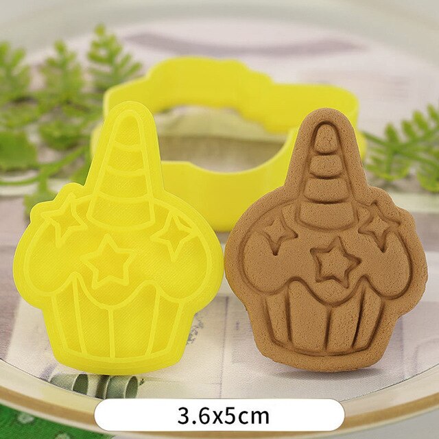 Einhorn bilden Cookie Schneider Kunststoff 3D Karikatur Pressable Keks bilden Cookie Stempel Küche Backen Gebäck Backformen Werkzeug: Stil 3