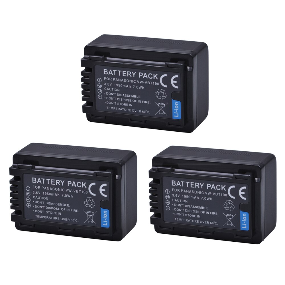 2pc 3.6V 1950mAH VW-VBT190 VW VBT190 Li-ion Battery for Panasonic VW-VBT380 VW VBT380 HC-V110 V130 V160 V180 V201 V210 V230 V250: 3 Battery