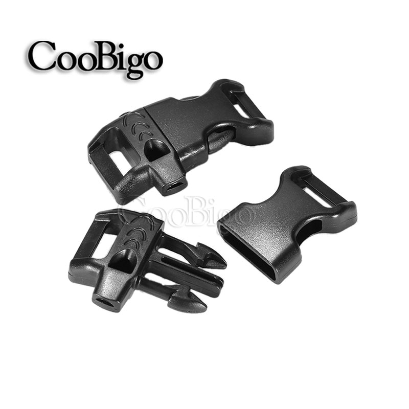 5/8" Side Release Buckle Curved Emergency Survival Whistle Buckle Parachute 550 Paracord Bracelet Strap Bag Parts