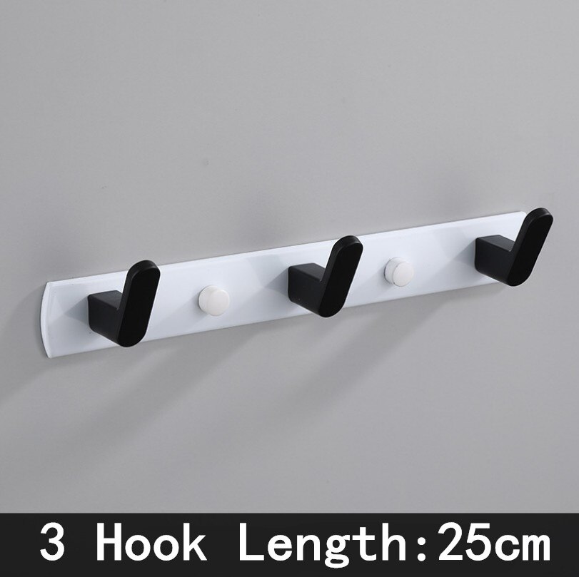 Black White Robe Hook Bathroom Towel Hooks Towels Bag Hat Hook Wall Mounted Clothes Coat Hook Wall Hanger Bathroom Hardware: Black White- 3 Hook