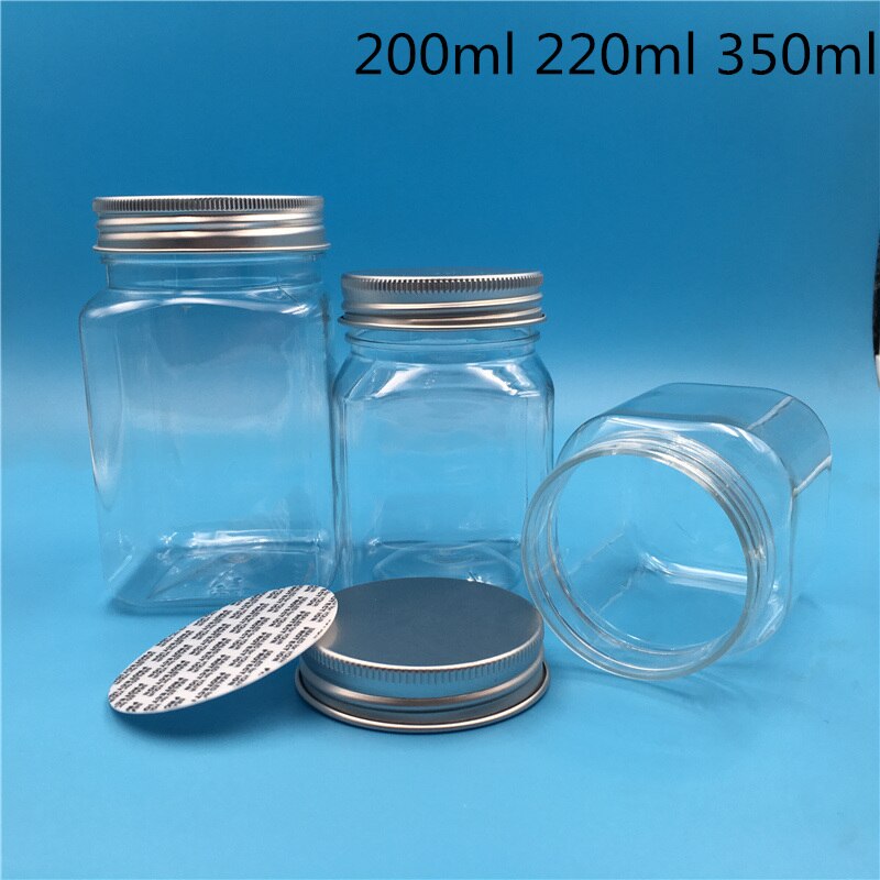 20 Pcs 250 500 G Empty Transparent Plastic Packing Square Bottles Honey Candy Sample jars spices food juice pot