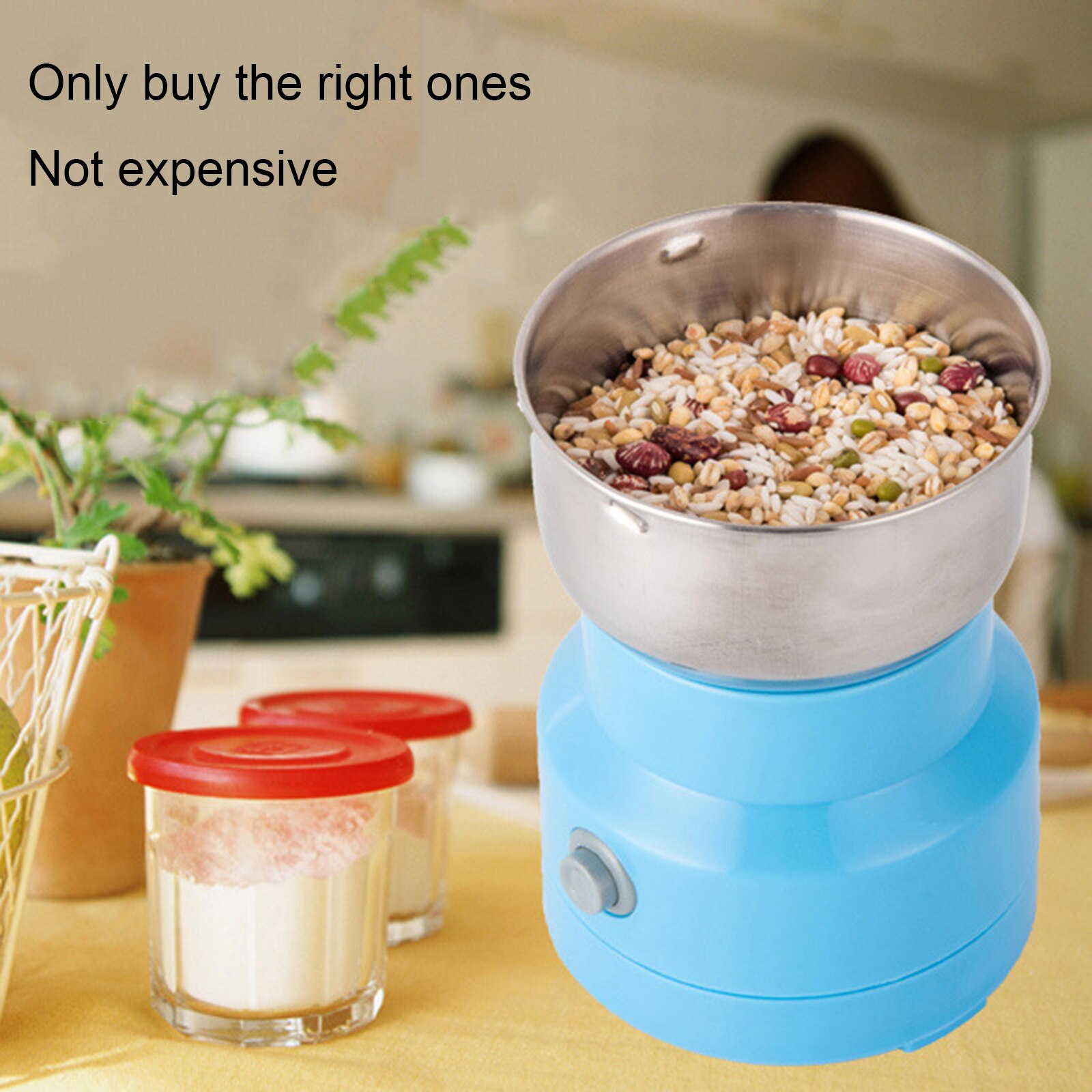 Electric Food Chopper Food Chopper Grinder Grain Crusher Grinding Machine BLue Color Chinese Herbal Medicine Rock Sugar Grinder
