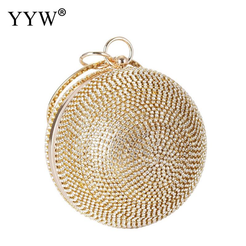 Étincelant strass soirée pochette dames sac à main sphérique embrayage classique cristal embrayages sac à bandoulière sac à main sac à main: gold