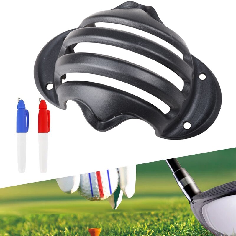 1pc golfboldjustering linje markeringsmærker skabelon tegne mærke positionering kugleklip skabelonjustering sætte put lineær