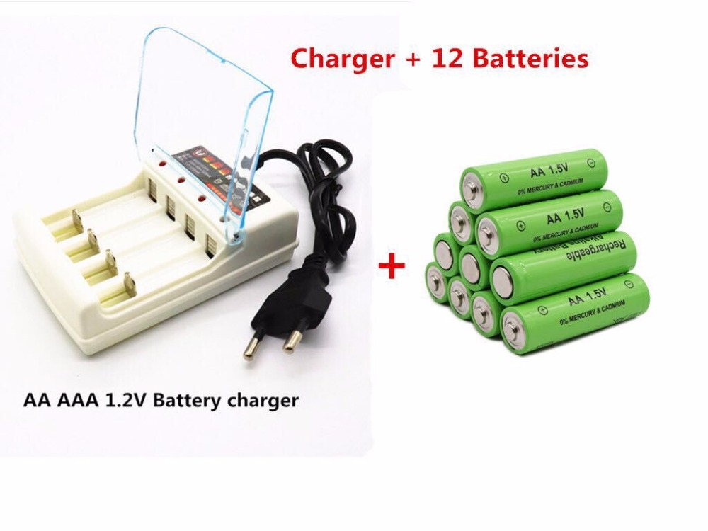 Tag 3000 MAH oplaadbare batterij AA 1.5 V. oplaadbare Alcalinas drummey + 1pcs 4-cell battery charger: Blauw