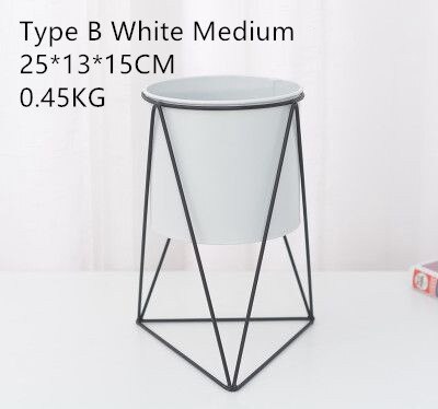 nordisch Stil Kreative Blumentopf Pflanze Gestell Balkon Garten Einfache Moderne Schmiedeeisen Ständer Boden Wohnzimmer Heimat Dekorationen: B Weiß Mittel