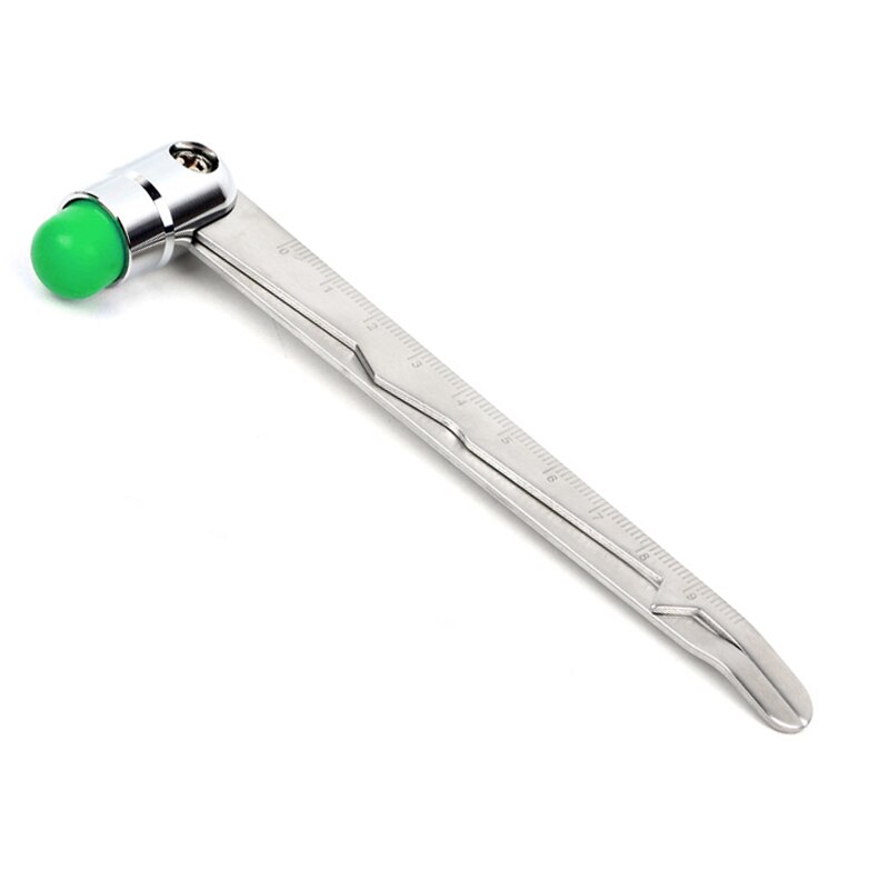 Neurological Reflex Hammer Caliper Multifunction Scale Percussion Hammer Diagnostic Hammer Massage Tool Stainless Steel: Green