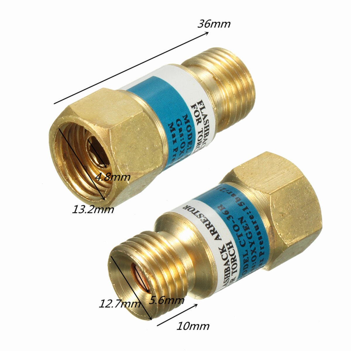 Oxygen & Acetylene Tank Check Valve Brass Set Adapter Torch End Welding Cutting use with Flashback Arrestor