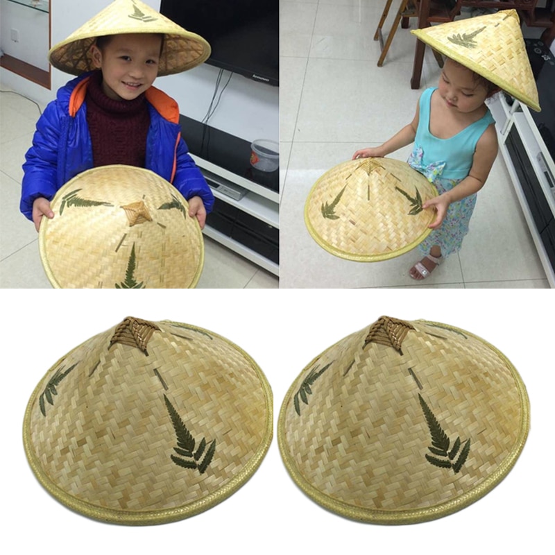 Chinese Style Bamboo Rattan Hats Retro Handmade Weave Straw Hat Tourism Rain Cap Dance props Cone Fishing Sunshade Fisherman Hat