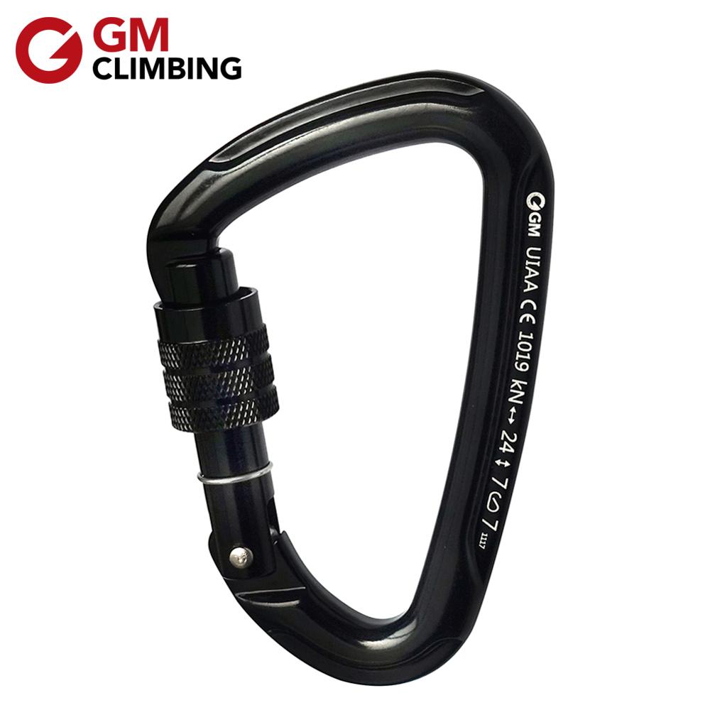GM CLIMBING D Carabiner 24kN CE / UIAA Screw Locking Rock Climbing Carabiner Safety Lock Buckle Rescue Mountaineering Equipment