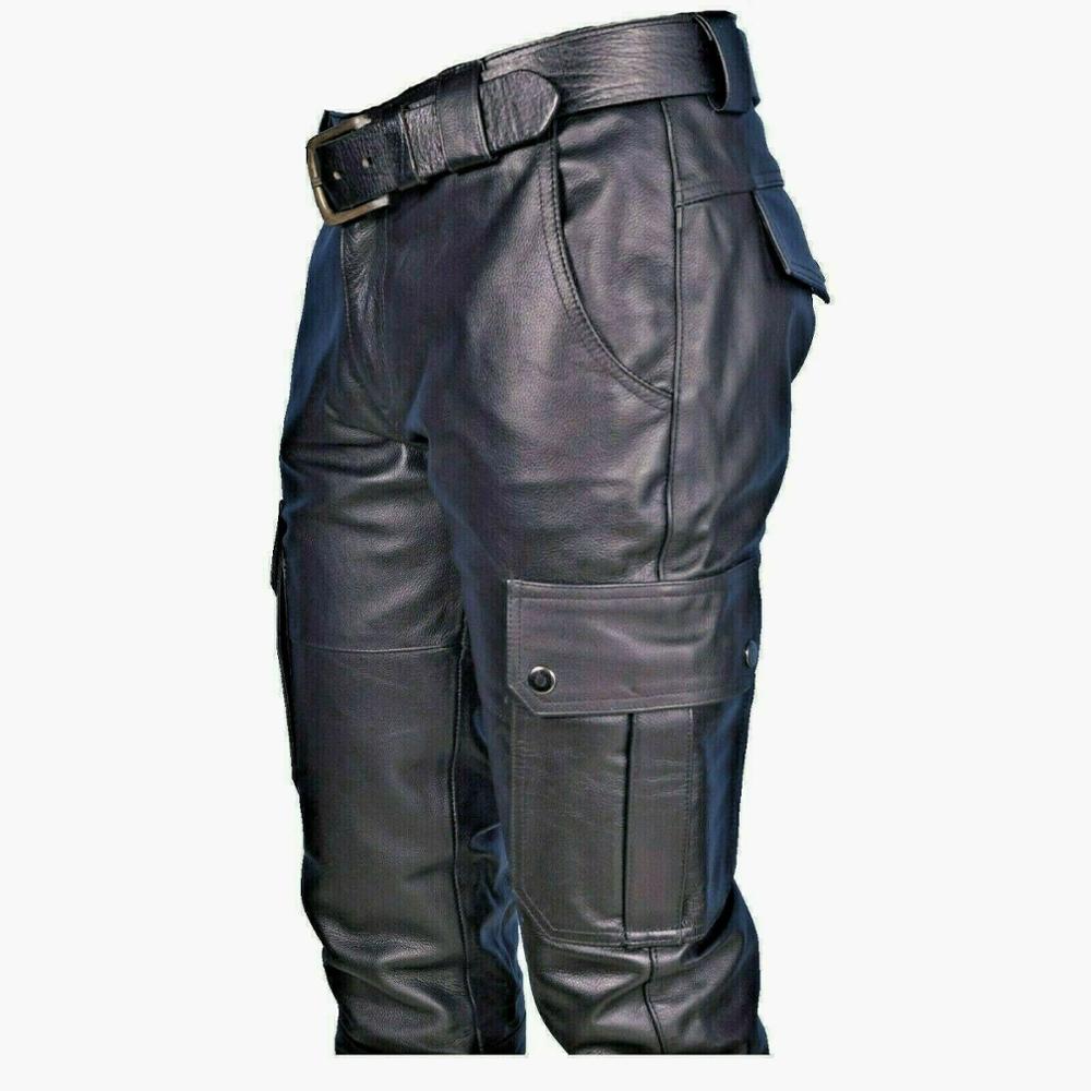 Herr läderbyxor casual stil byxor för manliga vinter mans kläder pantalon homme street wear kläder