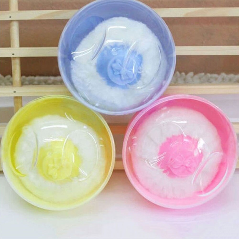 Face Body Puff Talcum Powder Puff Infants Powder Puff Stylish Round Villus with Storage Box Baby