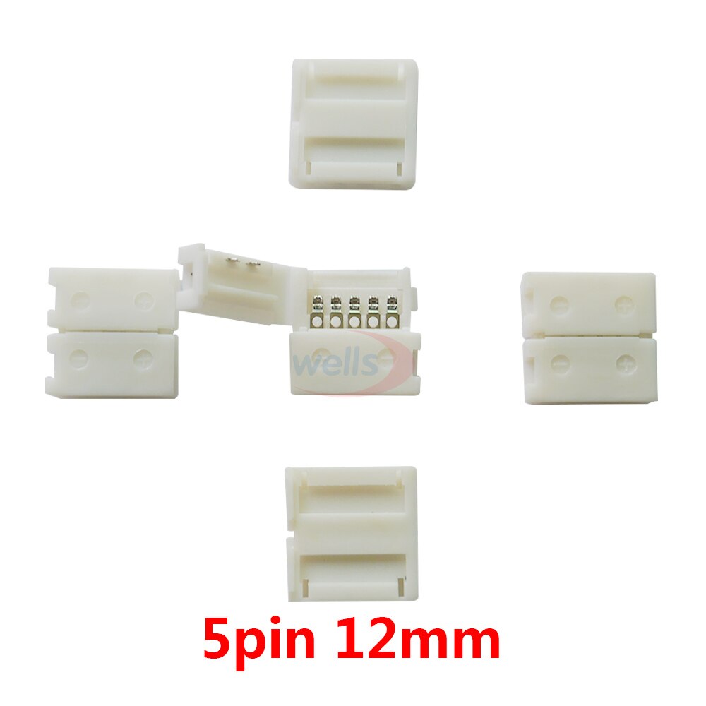 10 stk 2 pin 3 pin 4 pin 5 pin 6 pin l form led stik til tilslutning af hjørne retvinklet rgb rgbw rgbww 2811 2812 5050 led strip: 5 ben 12mm spænde