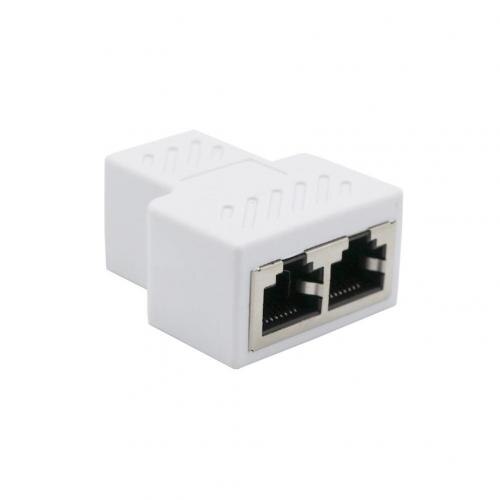 Universal 1 to 2 Dual Female Ports CAT5/6/7 RJ45 Splitter LAN Network Internet Adapter For TV Switch Router: white