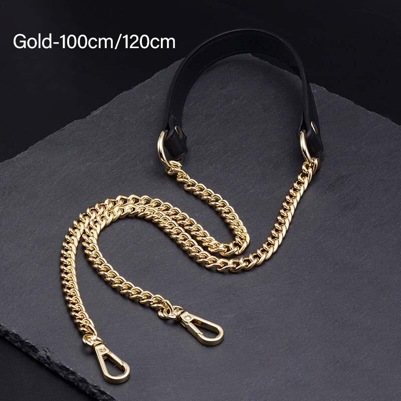 100cm/120cm Tasche Metall Kette Ersatz PU Leder Taschen Riemen für DIY Handtasche Griffe Schulter Riemen Zubehör taschen Griffe: B-Gold