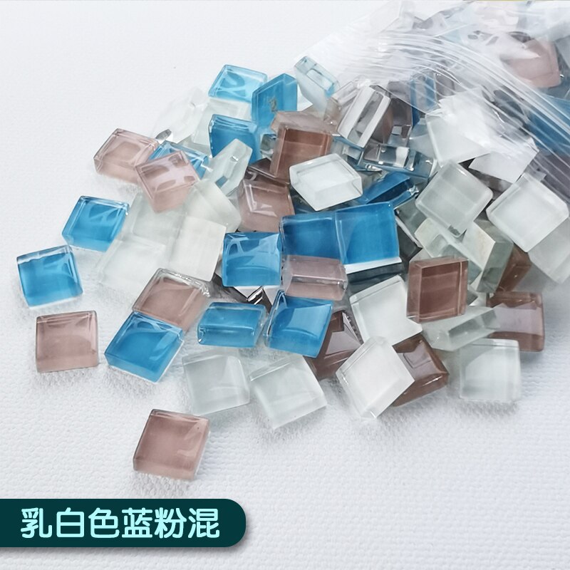 400g/1000g Crystal Glass Mosaic DIY Ceramic Tile Art Material Children's Handmade Mosaic Tile Material 1x1CM: Blue pink white / 400g