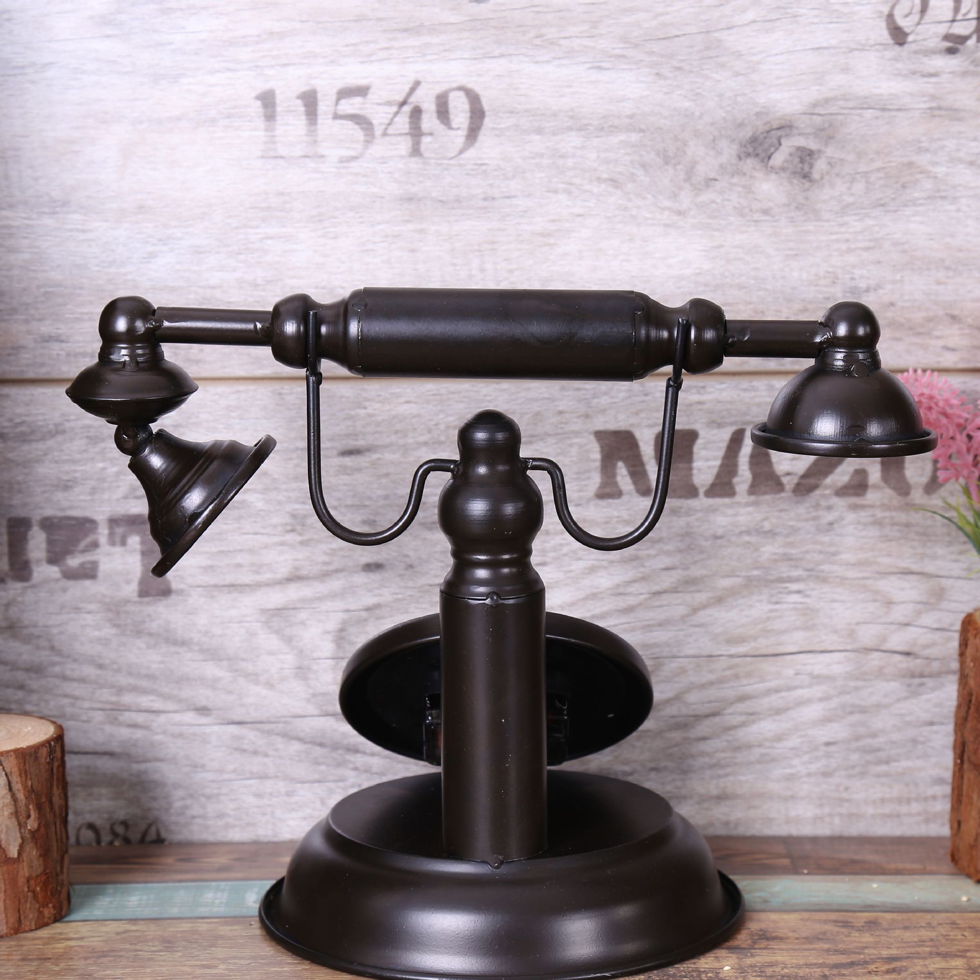 Shabby chic retro telefon modell vintage inredning retro skrivbord klocka bord klocka bar café hantverk dekoration