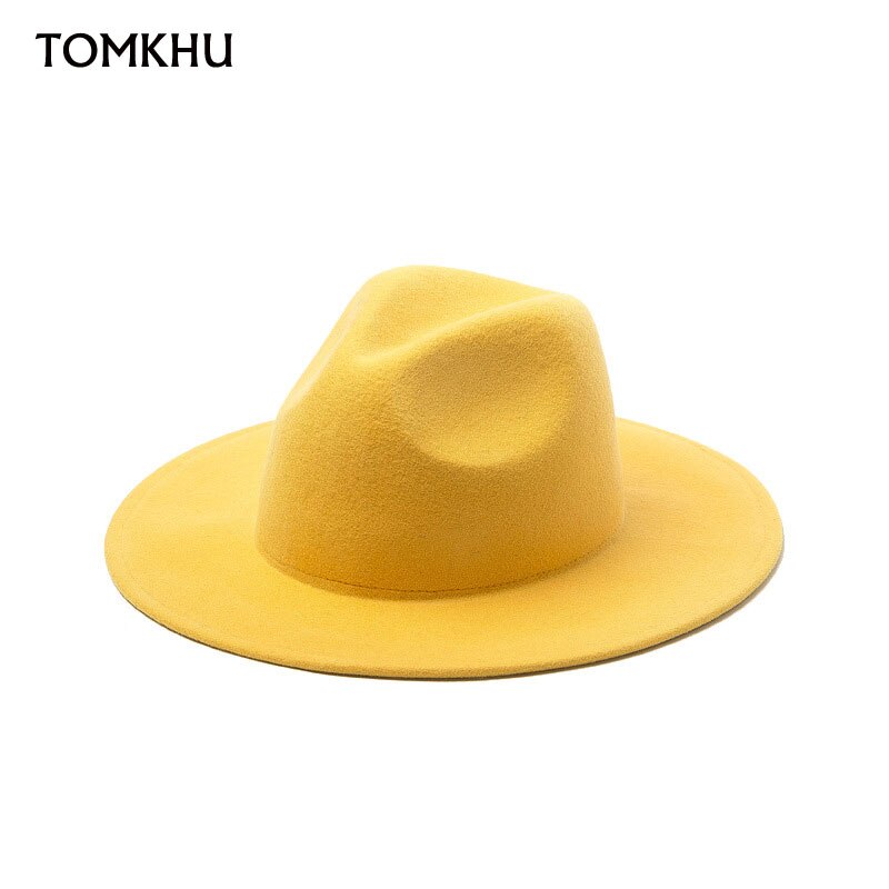 Winter Women Fedora Hat 100% Wool Wide Brim Felt Hats Cap Crushable Pork Pie Hat Female Floppy Church Wedding Bridal Hats