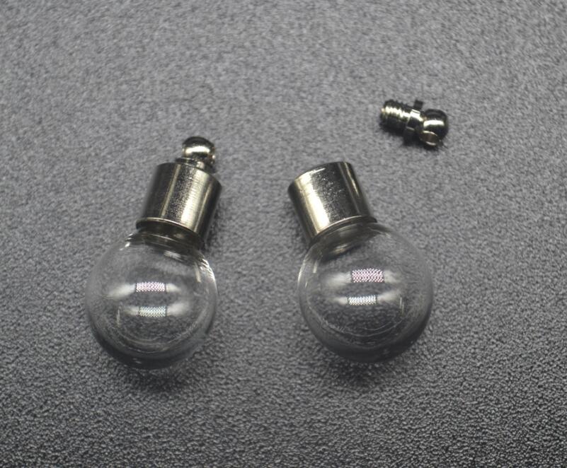 10pcs 13*26mm screw cap Ball glass vial jewelry Miniature Wishing Glass BOTTLE necklace pendant oil charm name on rice art