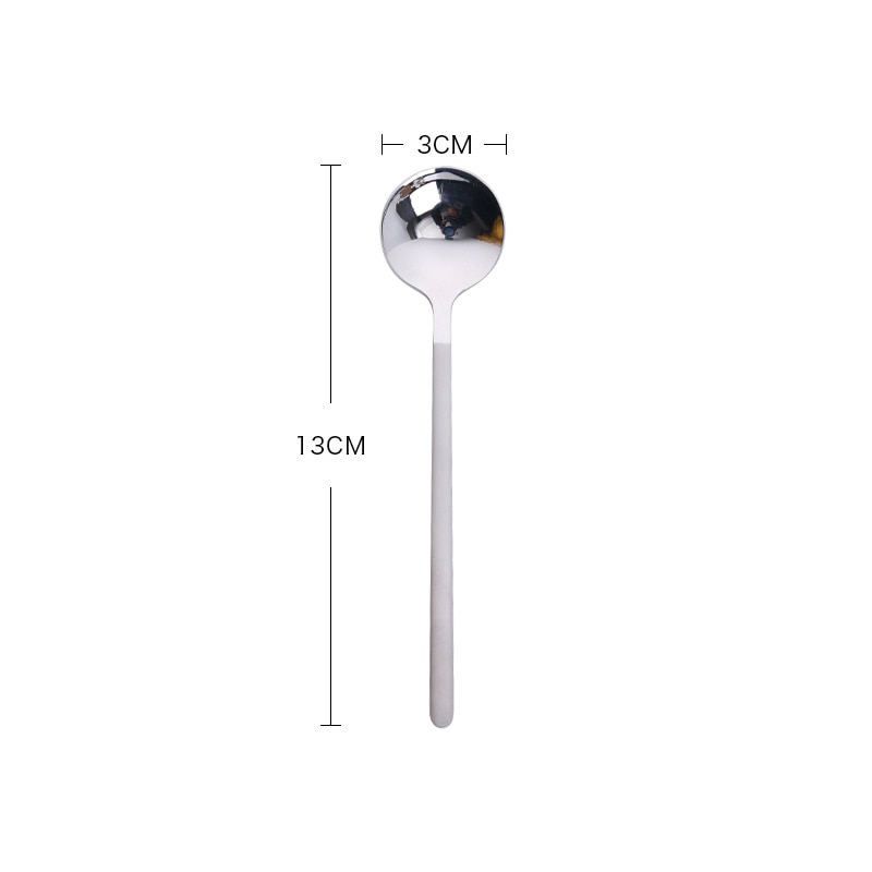 Cuillère à café, Mini accessoires cuillère à dessert cuisine à manger forme ronde café en acier inoxydable, maison